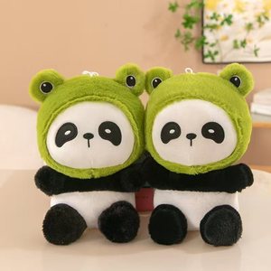 Ours en peluche court Panda en costume de grenouille avec rembourrage en coton PP 11-30cm – Cadeau de mariage, décoration douillette pour la maison - Product Image 1