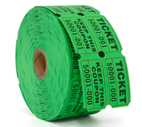 Billets de tombola à double perforation, numérotés consécutivement, imprimés en offset, sur rouleaux de papier couché