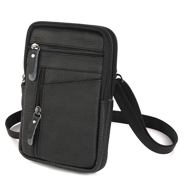 Wholesale Genuine Leather Phone Belt Bag Men's Business Shoulder Bag Multi-function Pouch for Sport Outdoor