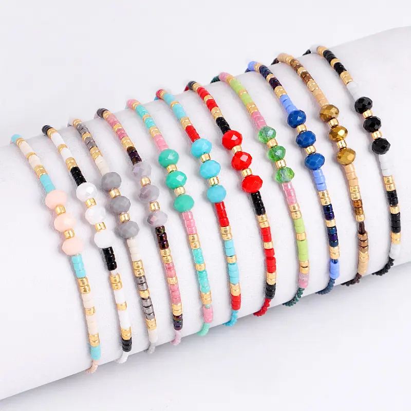 Bracelet de tissage de mode européenne et américaine Bracelet de perles de riz colorées Bracelet d'amitié