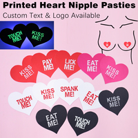 Cache-tétons jetables en forme de cœur avec impression textuelle amusante, cache-tétons sexy pour femme, autocollant pour poitrine pour la Saint-Valentin