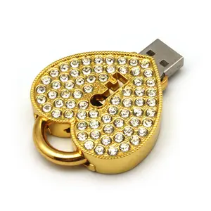 Penyimpanan memori usb untuk wanita, perhiasan lucu kunci cinta Stik USB 128GB Hati usb flash untuk hadiah