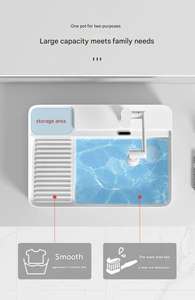 <span class=keywords><strong>Lavabo</strong></span> Quadrato in Ceramica da Appoggio, Piccolo Lavandino Domestico Singolo, <span class=keywords><strong>Lavatoio</strong></span> con Asse per Lavanderia, <span class=keywords><strong>Lavabo</strong></span> da Balcone - Product Image 6