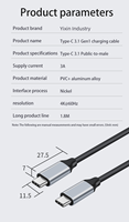 Câble de données mâle de type C à type-c à haute efficacité Conversion de chargeur Flash PD 60W fil de Charge Durable 3.1 Gen 1 pour téléphone portable