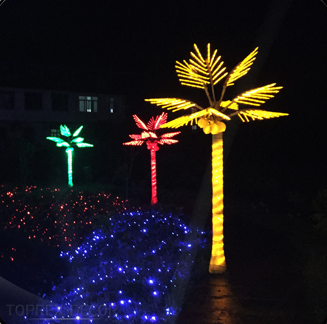 Giant 4M 6M Outdoor Color-Changing Artificial LED Palm Coconut Tree for Garden & Hotel Decor Beach Resort Plaza, IP65 Waterproof