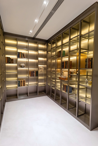 Vitrine multi-compartiments en acier inoxydable pour hôtel, résidence et rangement de salon - Product Image 6