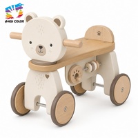 Porteur en bois girafe à quatre roues avec guidon et dossier, draisienne d'équilibre pour tout-petit, voiture à pousser pour l'apprentissage de la marche pour enfant W16B037
