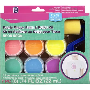 7 Piece Set 22 ml/0.74 Oz Neon Roller Kit Kid Safe Permanent Finger Paint