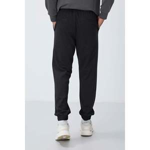 Pantalon de survêtement texturé anthracite mélangé pour homme, taille élastique, coupe décontractée, respirant, taille standard - Product Image 1