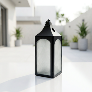 Lanterne porte-bougie en métal noir en gros pour la décoration de table à la maison et au jardin - Product Image 1