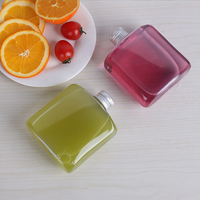 Bouteilles jetables en plastique pet de 250ml 8 oz, plates et carrées, pour boisson, jus, Smoothie, pour boisson alcoolisée