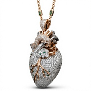 Colgante de Moissanita con Forma de Corazón Anatómico, Micro Pavé con Aspecto de Diamante, Chapado en Rodio, Joyería de Moda, Regalo - Product Image 2