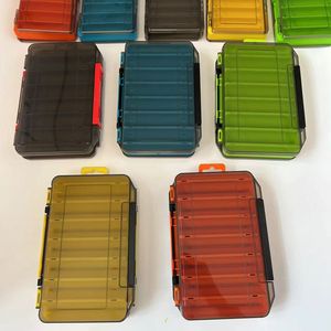 Boîte De Rangement Plastique Double Face Pour Leurres De Pêche - 14 Compartiments - Verte