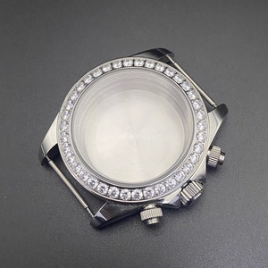 Caja de Modificación para Reloj, Caja de Acero Sólido con Bisel de Cristal de Color, 39 mm, Tono Rosa, Compatible con el Movimiento VK63 - Product Image 3