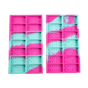 Conjunto de molde de silicone domino de brinquedos, 2 peças, cores, mistura de cores, resina epóxi, confecção de molde para domino, ferramentas de cozimento para doces e chocolate