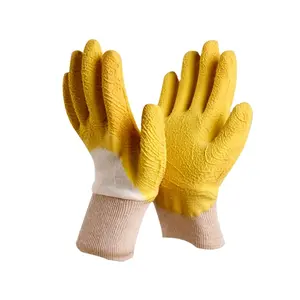 Gants de sécurité en Latex, accessoire pour le jardinage, revêtement jaune, 3/4 Jersey