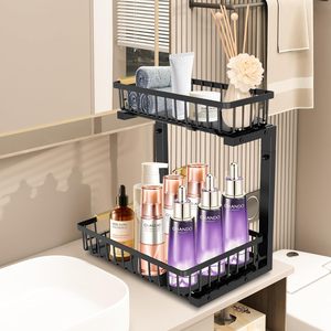 Under <strong>Sink</strong> <strong>Storage</strong>,Pull Out Bathroom Cabinet Organizer Adjustable Height Shelf Basket Extra Rustproof Counter Organization - Product Image 4