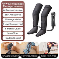 Masseur électrique de compression des jambes avec thérapie thermique à 3 niveaux et chambres d'air à couverture complète pour la récupération des muscles du mollet et du pied