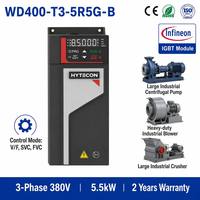 Variador de Frecuencia HYTECON de 5.5kW, 380V, Trifásico, para Uso Industrial Pesado, con IP20 y 2 Años de Garantía
