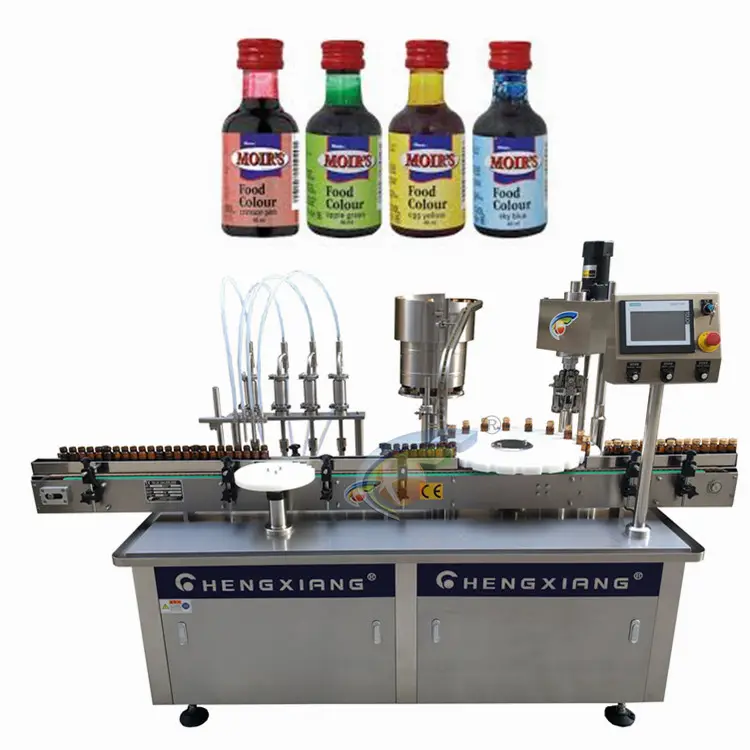Automatic oral syrup liquid plastic bottle filling capping labeling machine food coloring liquid filling machine