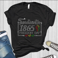 Transferts thermocollants en strass Juneteenth 1865, motif personnalisé pour t-shirt