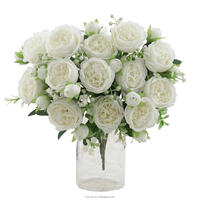 Flores Artificiales al por Mayor, Ramo Pequeño de Peonías de Seda Multicolor de 5 Tallos, Ramos de Flores para Decoración y Suministros de Boda