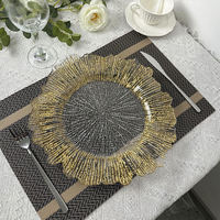 Assiettes de présentation modernes en plastique, dorées, argentées, transparentes, 13 pouces, pour mariage, fête, décoration de table, prix de gros