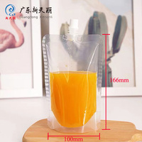 Pochette en plastique transparente pour boissons et jus, réutilisable, avec bec verseur, emballage liquide, pochette debout avec logo personnalisé