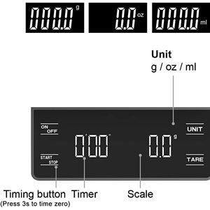 백 패드 주방 식품 저울 디지털 커피 저울 핸드 부어 드립 커피 저울 타이머 - Product Image 3