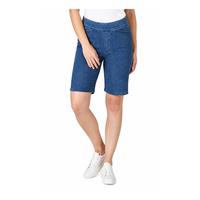 Short Bermuda Vintage pour Femme Coupe Droite Taille Mi-Haute en Coton/Spandex Lavable en Machine