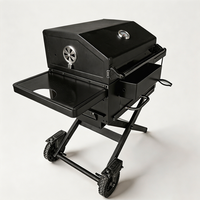 Barbecue portable au charbon de bois pour l'extérieur avec support pliable en X et étagères latérales pour jardin