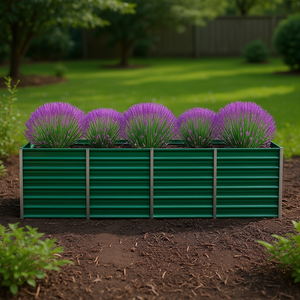 Bac à fleurs surélevé en acier galvanisé vert, robuste, pour pots de fleurs, design moderne, utilisation en jardin - Product Image 2