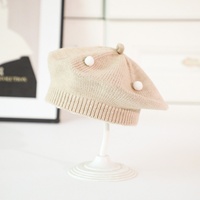 Herbst-Winter Lässige Baby-Baskenmütze, Modische Vielseitige Unisex Gestrickte 3D-Stickerei 100% Wolle Malermütze, Trendige Strickmütze für