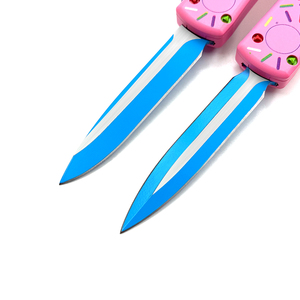 Nuevo Stock Cute Donut Pocket Knife Herramientas de defensas para exteriores Cuchillos tácticos para acampar con mango de aluminio CNC - Product Image 2