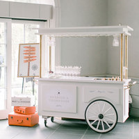 Chariot à bonbons personnalisé en fibre de verre blanche avec roues pour mariage, fête d'anniversaire, événements, présentation de nourriture