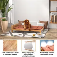 Простая и удобная деревянная кровать для собак из бамбука по индивидуальному заказу со съемным матрасом