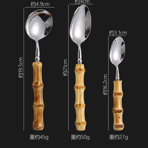 Stainless Steel <b>Steak</b> <b>Knife</b> Fork Spoon Set Bamboo Handle Western Cutlery Dinnerware For Home Use - Product Image 5