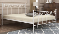 Lit convertible victorien Queen Size avec cadre en métal à motifs, lattes en bois durables, sans sommier requis, personnalisable pour hôtel