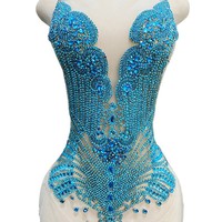 Grande applique de corsage en sequins et strass, appliques fines cousues à la main, cristaux et perles pour robes, vêtements et accessoires