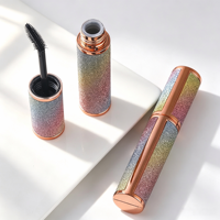 Tube de mascara vide rond arc-en-ciel en gros, emballage cosmétique or rose pour mascara de marque privée