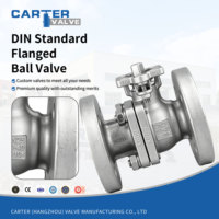 Válvula de bola con brida DIN Carter OEM de acero al carbono WCB, accionamiento eléctrico, asiento metálico, para vapor y gas a alta temperatura, paso completo PN40
