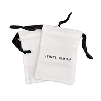 Sac à cordon en velours blanc de gros du fabricant, pochette haut de gamme pour boucles d'oreilles, sac anti-poussière, logo estampé à chaud, petit/moyen/grand