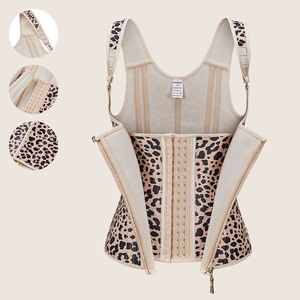 Langqin Breathable Anti-Bacterial Eco-Friendly Thick Latex Firm Control Zipper Body Shaping Leopard Print Vest Style Waist Belt - Product Image 4