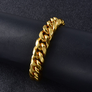 Bracelet fin en acier inoxydable 316L plaqué or 18 carats, maillons ovales épais entrelacés, finition polie, idéal pour la vente en gros - Product Image 5