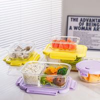 Boîte à lunch en verre sans BPA, boîte à bento, étanche et résistante au four/au congélateur, contenants pour la préparation des repas