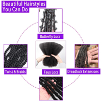 Qvr Cheveux humains 100% vierges brésiliens Remy, texture afro crépue bouclée, double tirage, 16 pouces, pour extensions de dreadlocks et locs torsadées, 30g