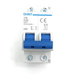 Disjoncteur miniature Chint 1P+N 25A 230V Courbe C Montage modulaire 4500A IEC60898-1 - Product Image 1