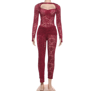 Venta al por mayor Novedades Popular 2025 Ropa de mujer Sin espalda Elegante Conjunto de encaje de 2 piezas - Product Image 4
