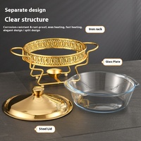 Petit réchaud de buffet en verre isolant pour hôtel, design moderne doré, classe d'efficacité énergétique 1, équipement de maintien au chaud avec garantie d'un an