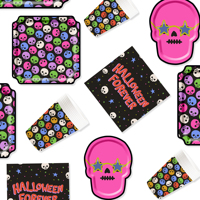 DAMAI Nouvel ensemble de vaisselle moderne pour Halloween avec motif de crâne, comprenant des assiettes et des gobelets en papier jetables - Fournitures de fête